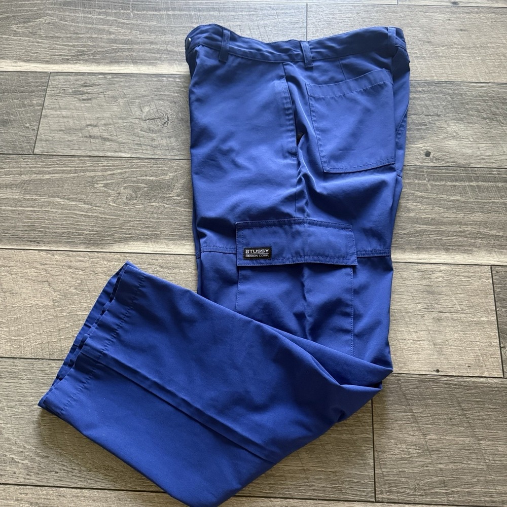 Y2K Stussy Cargo Pants Utility Wide Leg Baggy Streetwear Cotton Blend Womens 5 - Picture 9 of 16
